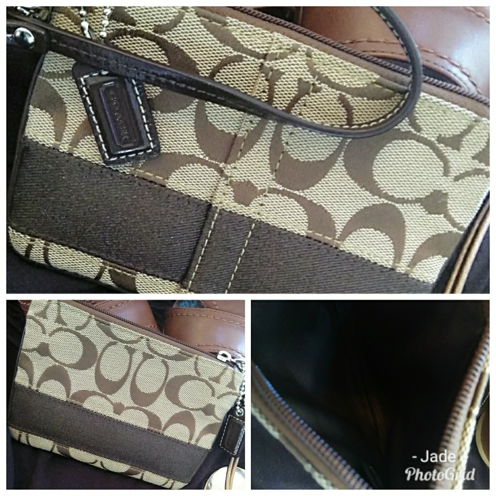 Coach Brown Signature Wristlet